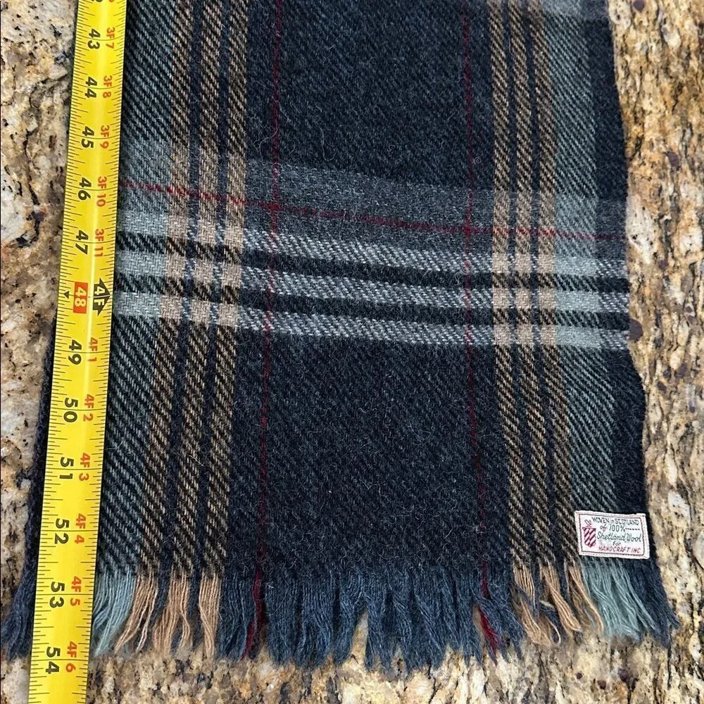 Handcraft Inc Vintage Plaid Scarf Woven In Scotland Of Shetland Wool